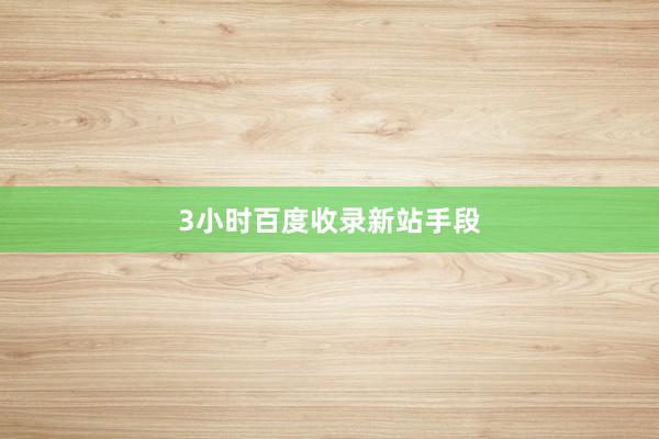 3小时百度收录新站手段